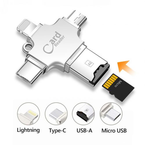 Lecteur de Cartes TF/Mini SD pour Smartphons, iPhone, USB Type-C, Mini USB